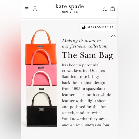 Kate Spade Sam Icon Leather Small Tote ✨ Fiery Orange - Picture 2 of 14